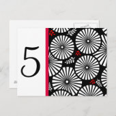 Retro noir fleurs blanches Table Numéro Carte post (Devant / Derrière)