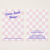 Rétro nom clair rose blanc vérificateurs carte d'o (Devant & derrière)