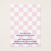 Rétro nom clair rose blanc vérificateurs carte d'o (Dos)