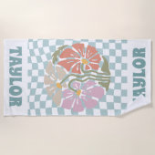 RETRO Nom de serviette personnalisée de plage Nom (Devant)