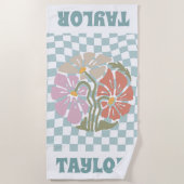 RETRO Nom de serviette personnalisée de plage Nom (Devant)