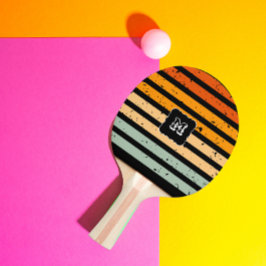 Retro  Noodlijn Monogram Witte Tekst Tafeltennisbatje