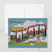Retro Noord-Dakota ansichtkaart Briefkaart (Voorkant / Achterkant)