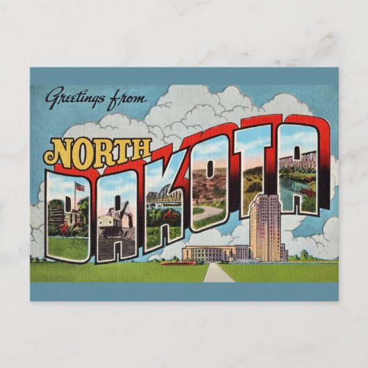 Retro Noord-Dakota ansichtkaart Briefkaart (Voorkant)
