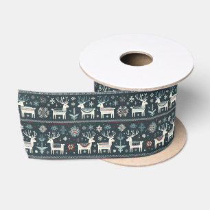 Retro Noords rendierpatroon Lint