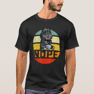 Retro  Nope Lazy Black Cat Pet Owner Man W T-shirt