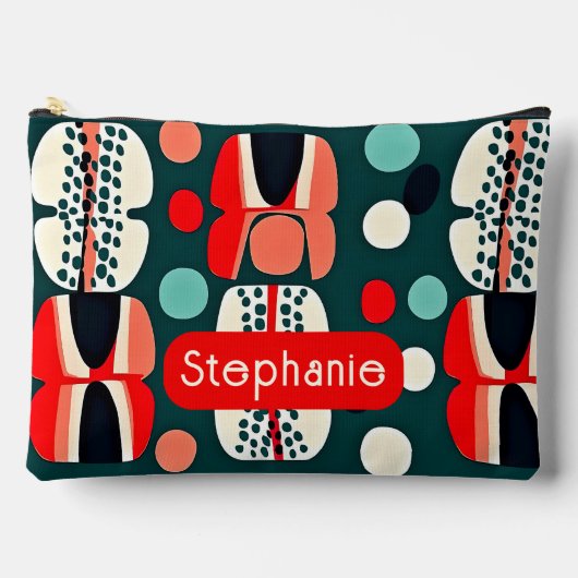 Retro Nordic Pattern op Deep Green Accessoire Bag Etui (Voorkant)