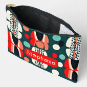 Retro Nordic Pattern op Deep Green Accessoire Bag Etui (Open)