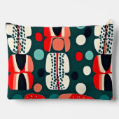 Retro Nordic Pattern op Deep Green Accessoire Bag Etui (Achterkant)