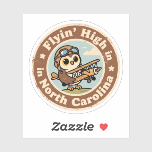 Retro North Carolina Badge_ Uil met miniatuur luch Sticker (Vel)