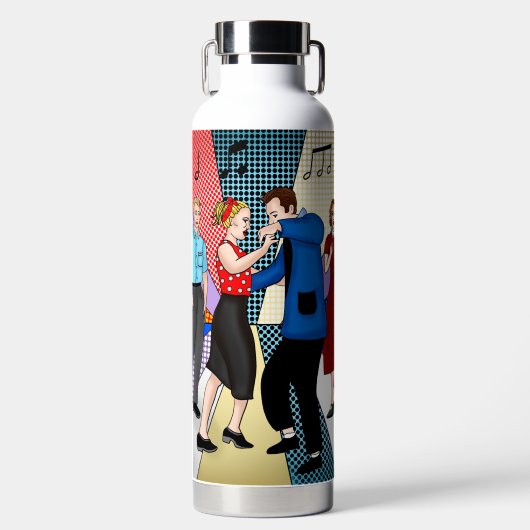 Retro Nostalgische Couple Dansless St. Waterfles (Voorkant)