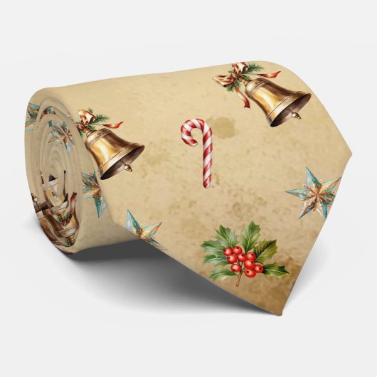 Retro Notenkraker Merry Christmas Pattern Stropdas (Opgerold)
