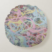 Retro Nouveau art Deco geïnspireerd pastel abstrac Rond Kussen (Voorkant)