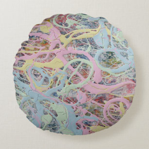 Retro Nouveau art Deco geïnspireerd pastel abstrac Rond Kussen