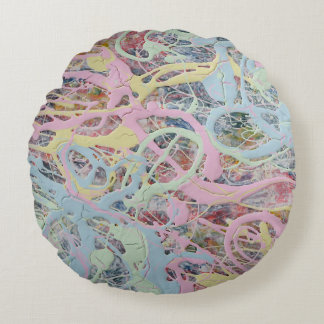Retro Nouveau art Deco geïnspireerd pastel abstrac Rond Kussen