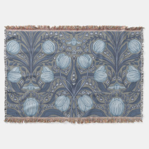 Retro Nouveau tulpen in blauw en tin Deken