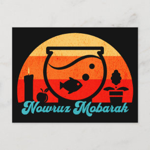 Retro Nowruz Mobarak Goudvis Briefkaart