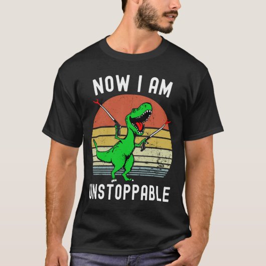 Retro  Nu ben ik niet te stoppen Trex Funny T-shirt (Voorkant)