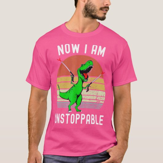 Retro  Nu ben ik niet te stoppen Trex Rex T-shirt (Voorkant)