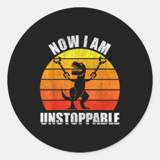 Retro Nu Ben Ik Onstuitbaar Shirt Grappige T-rex V Ronde Sticker