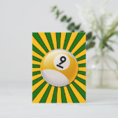 RETRO NUMMER 9 BILLIARTS BALL BRIEFKAART (Staand voorkant)