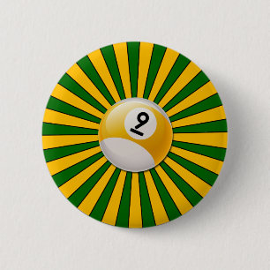 RETRO NUMMER 9 BILLIARTS BALL RONDE BUTTON 5,7 CM