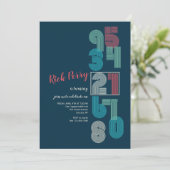 Retro nummers verjaardagsfeestje kaart (Staand voorkant)