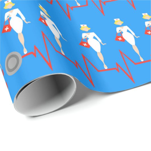 Retro Nurse wrapping Paper Cadeaupapier (Rol Hoek)