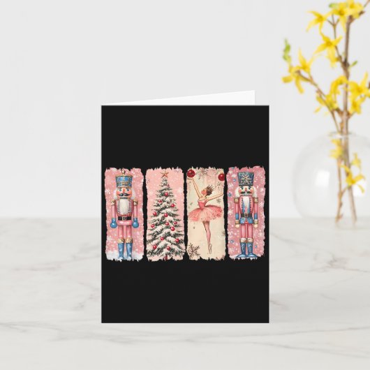 Retro Nutcracker Ballet Nk Christmas Xmas Vibes Wo Kaart (Gele Bloem)
