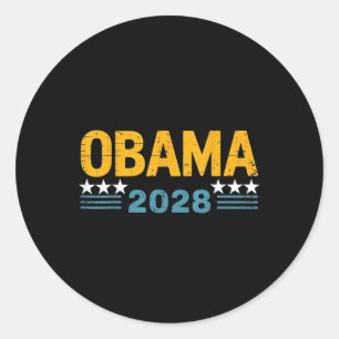  retro Obama voor President 2028 Mannen Vrouwen Ronde Sticker