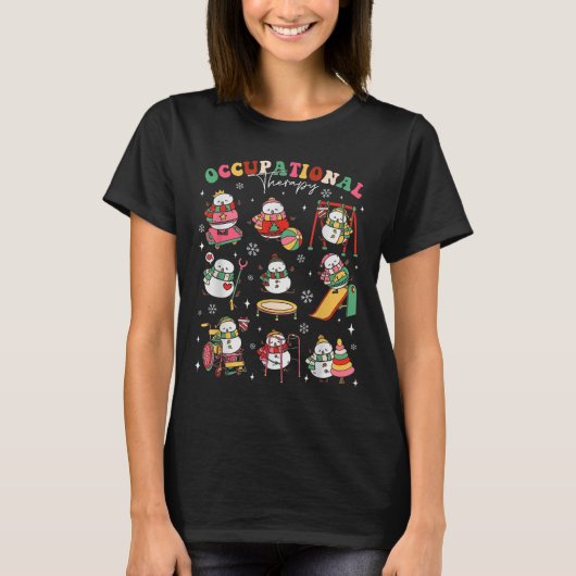 Retro Occupational Therapy Christmas Snowman Ot Ot T-shirt (Voorkant)