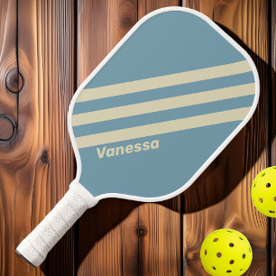 Retro Oceaan Drie Strepen met Naam Pickleball Paddle