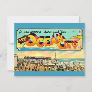 Retro Ocean City NJ Groet Ansichtkaart Briefkaart