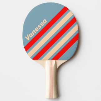 Retro Ocean Horizon Schuin Strepen met Naam Tafeltennisbatje