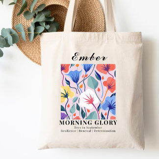 Retro ochtendbloem geboortemaand september tote bag