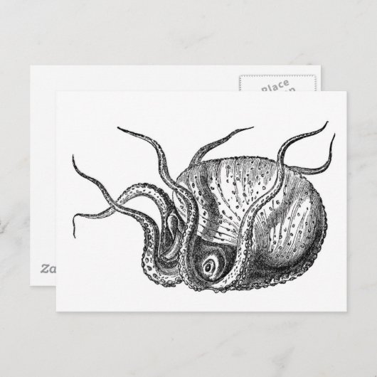 Retro Octopus Briefkaart (Voorkant / Achterkant)