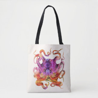 Retro  Octopus Tie Dye Waterverf Paars Draagtas