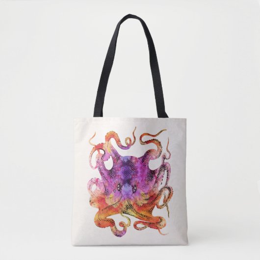Retro  Octopus Tie Dye Waterverf Paars Draagtas (Voorkant)