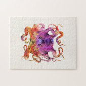 Retro  Octopus Tie Dye Waterverf Paars Legpuzzel (Horizontaal)