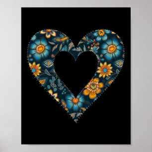 Retro Oekraïense stijl bloempatroon Oekraïne Hart Poster