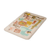 Retro Oerwouden Schattige geïllustreerd Badmat (Gekanteld)