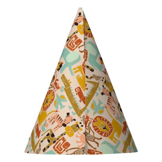 Retro Oerwouden Wild Een Eerste Verjaardag Feesthoedjes (Achterkant)