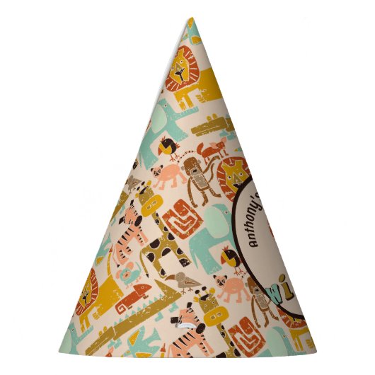 Retro Oerwouden Wild Een Eerste Verjaardag Feesthoedjes (Links)