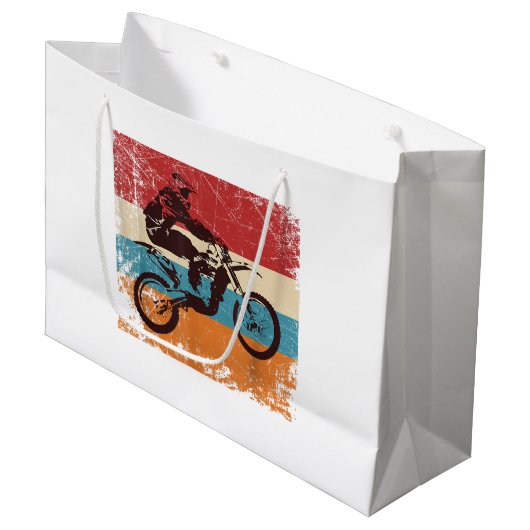 Retro Off Road Motorcycle Motocross Enduro Groot Cadeauzakje (Voorkant Gekanteld)