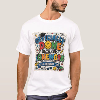 Retro Officieel Klaar Met Huiswerk Klas Overlever T-shirt