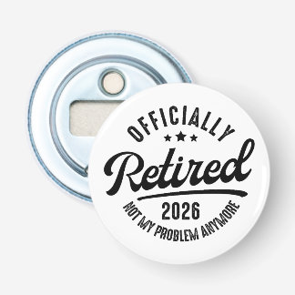 Retro Officieel met Pensioen 2026 Grappig Pensioen Button Flesopener