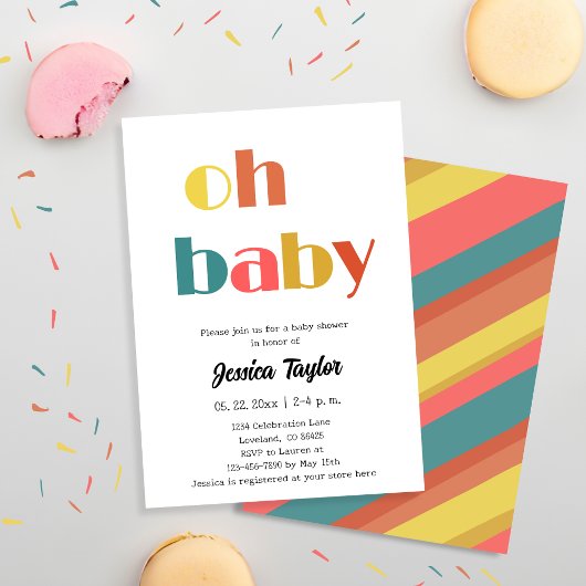 Retro Oh Baby Baby shower Invitation