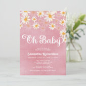 Retro Oh Baby Daisy Baby shower Invitation (Debout devant)