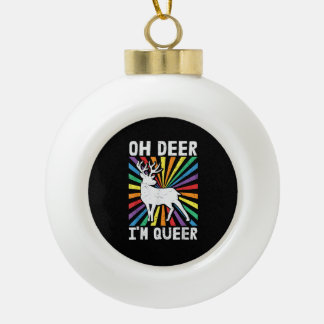 Retro Oh Hert Ik Ben Queer Pride LGBT Homo Lesbien Keramische Bal Ornament