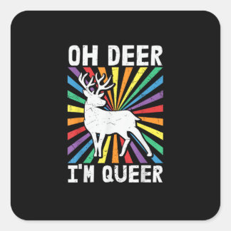Retro Oh Hert Ik Ben Queer Pride LGBT Homo Lesbien Vierkante Sticker